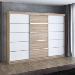 Schwebetürenschrank, 3-türig Schrank 200 Cm Mit 4 Schubladen- Kleiderschrank FLIX 32 Schwebetürenschrank, 3-türig Schrank 200 Cm Mit 4 Schubladen- Kleiderschrank FLIX -Möbelhaus 568052928
