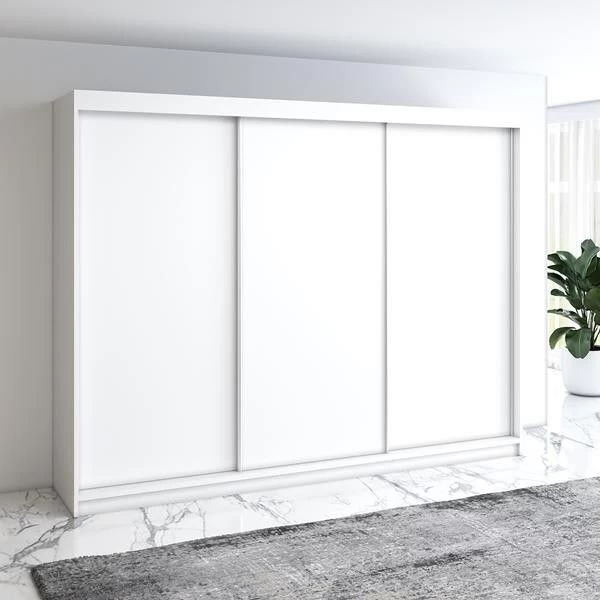 Schwebetürenschrank 200 Cm, 3-türig Schrank Mit 4 Schubladen- MERO 3 Schwebetürenschrank 200 Cm, 3-türig Schrank Mit 4 Schubladen- MERO