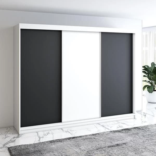 Schwebetürenschrank 200 Cm, 3-türig Schrank Mit 4 Schubladen- MERO 7 Schwebetürenschrank 200 Cm, 3-türig Schrank Mit 4 Schubladen- MERO – Bild 5