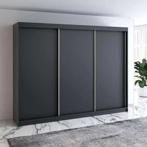 Schwebetürenschrank 200 Cm, 3-türig Schrank Mit 4 Schubladen- MERO 8 Schwebetürenschrank 200 Cm, 3-türig Schrank Mit 4 Schubladen- MERO – Bild 6