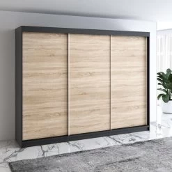 Schwebetürenschrank 200 Cm, 3-türig Schrank Mit 4 Schubladen- MERO 24 Schwebetürenschrank 200 Cm, 3-türig Schrank Mit 4 Schubladen- MERO -Möbelhaus 568088400