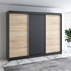 Schwebetürenschrank 200 Cm, 3-türig Schrank Mit 4 Schubladen- MERO 25 Schwebetürenschrank 200 Cm, 3-türig Schrank Mit 4 Schubladen- MERO -Möbelhaus 568088401