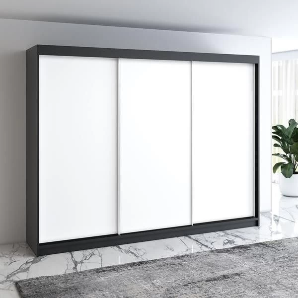 Schwebetürenschrank 200 Cm, 3-türig Schrank Mit 4 Schubladen- MERO 11 Schwebetürenschrank 200 Cm, 3-türig Schrank Mit 4 Schubladen- MERO – Bild 9