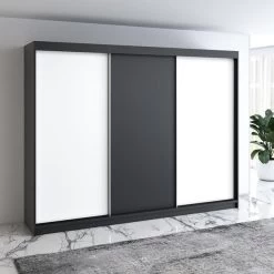 Schwebetürenschrank 200 Cm, 3-türig Schrank Mit 4 Schubladen- MERO 27 Schwebetürenschrank 200 Cm, 3-türig Schrank Mit 4 Schubladen- MERO -Möbelhaus 568088406