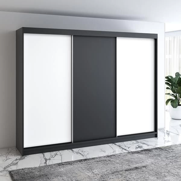 Schwebetürenschrank 200 Cm, 3-türig Schrank Mit 4 Schubladen- MERO 12 Schwebetürenschrank 200 Cm, 3-türig Schrank Mit 4 Schubladen- MERO – Bild 10