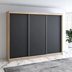 Schwebetürenschrank 200 Cm, 3-türig Schrank Mit 4 Schubladen- MERO 29 Schwebetürenschrank 200 Cm, 3-türig Schrank Mit 4 Schubladen- MERO -Möbelhaus 568088410