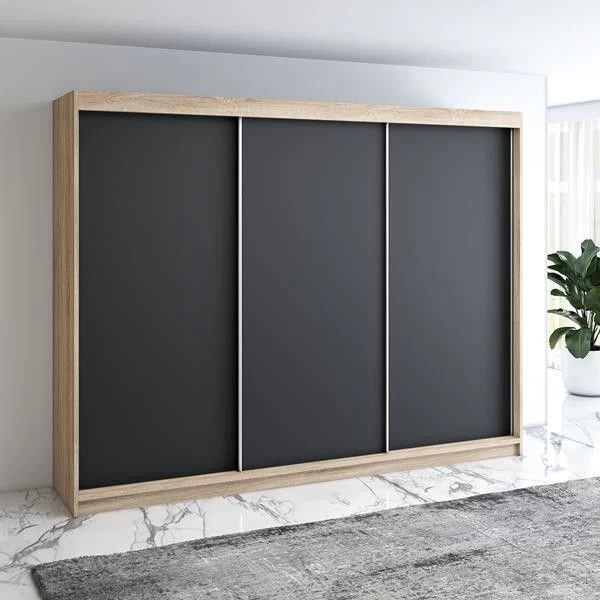 Schwebetürenschrank 200 Cm, 3-türig Schrank Mit 4 Schubladen- MERO 14 Schwebetürenschrank 200 Cm, 3-türig Schrank Mit 4 Schubladen- MERO – Bild 12