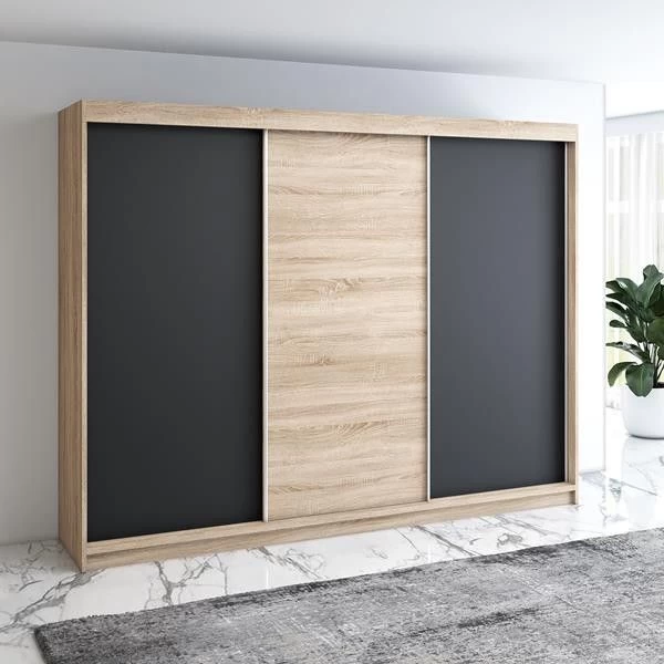 Schwebetürenschrank 200 Cm, 3-türig Schrank Mit 4 Schubladen- MERO 15 Schwebetürenschrank 200 Cm, 3-türig Schrank Mit 4 Schubladen- MERO – Bild 13