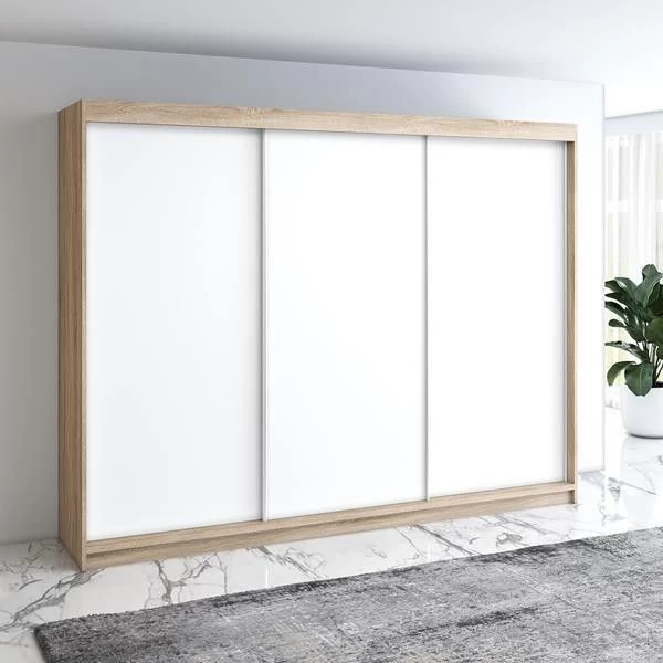 Schwebetürenschrank 200 Cm, 3-türig Schrank Mit 4 Schubladen- MERO 16 Schwebetürenschrank 200 Cm, 3-türig Schrank Mit 4 Schubladen- MERO – Bild 14