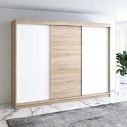 Schwebetürenschrank 200 Cm, 3-türig Schrank Mit 4 Schubladen- MERO 32 Schwebetürenschrank 200 Cm, 3-türig Schrank Mit 4 Schubladen- MERO -Möbelhaus 568088416