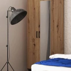 Elegante Kleiderschrank Mit Spiegel Im Loft Stil P11 Loftmöbel Wohnzimmer -Möbelhaus 568661893