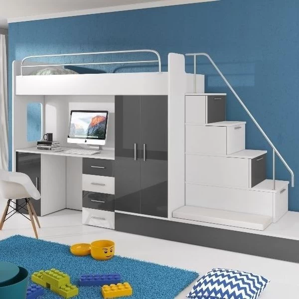 Hochbett Mit Schreibtisch TOMI 5 , Schrank, Treppe Und Gästebett In Hochglanz ! 9 Hochbett Mit Schreibtisch TOMI 5 , Schrank, Treppe Und Gästebett In Hochglanz ! – Bild 7