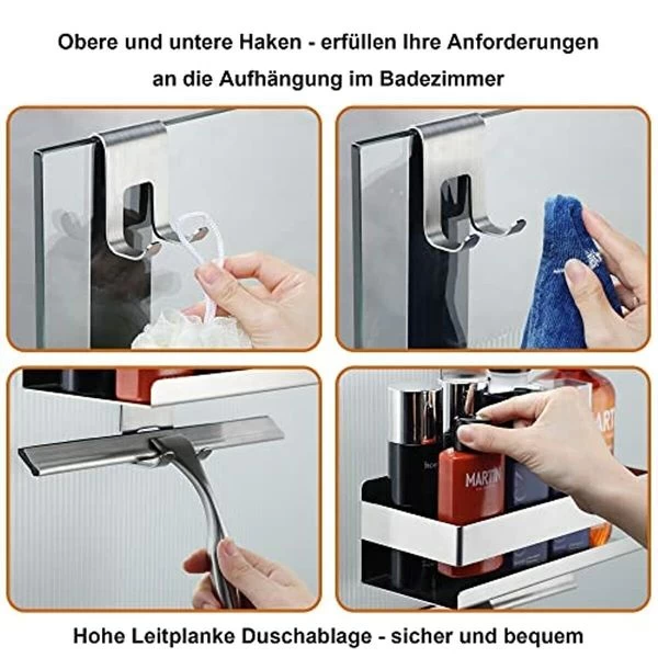 Cooeco Duschablage Zum Hängen - Edelstahl Duschkorb Zum Hängen Der Glas-Duscha 6 Cooeco Duschablage Zum Hängen - Edelstahl Duschkorb Zum Hängen Der Glas-Duscha – Bild 4