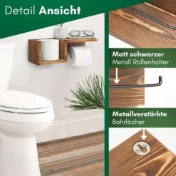 Felino® Toilettenpapierhalter Klopapierhalter Halterung Aus Holz OHNE Bohren -Möbelhaus 569714601