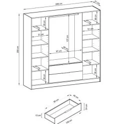 Kleiderschrank KELLY - Mit Lamellen, Schrank, Schubladen, Farben, Spiegel -Möbelhaus 569971188