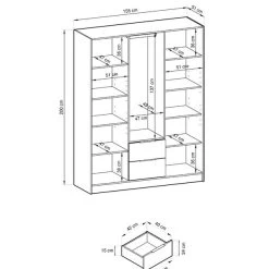 Kleiderschrank KELLY - Mit Lamellen, Schrank, Schubladen, Farben, Spiegel -Möbelhaus 569971194