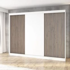 Schwebetürenschrank, 3-türig Schrank 200 Cm Mit 4 Schubladen, Und 3D-Lamellen- IOSA -Möbelhaus 571642029