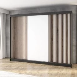 Schwebetürenschrank, 3-türig Schrank 200 Cm Mit 4 Schubladen, Und 3D-Lamellen- IOSA -Möbelhaus 571642036