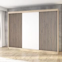 Schwebetürenschrank, 3-türig Schrank 200 Cm Mit 4 Schubladen, Und 3D-Lamellen- IOSA -Möbelhaus 571642055