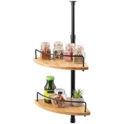 Bremermann Teleskop-Eckregal, Teleskopgewürzregal, 2 Regale, Bambus, Schwarz