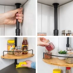 Bremermann Teleskop-Eckregal, Teleskopgewürzregal, 2 Regale, Bambus, Schwarz -Möbelhaus 572280603