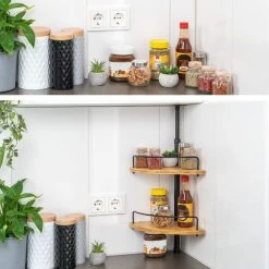 Bremermann Teleskop-Eckregal, Teleskopgewürzregal, 2 Regale, Bambus, Schwarz -Möbelhaus 572280605