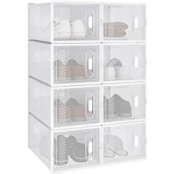 WOLTU Schuhregal Mit Magnetverschluss Schuhboxen DIY Schuhschrank Steckregal Aus Kunststoff