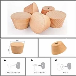 HIASDFLS Holz Wandhaken Runde Garderobe, Naturholz Kleiderhaken Vintage Dekorativer Naturholz Kleiderhaken Dekorativer Ast Kleiderbügel Kleiderhaken (5 Stück) -Möbelhaus 59708788 2