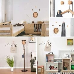 HIASDFLS Holz Wandhaken Runde Garderobe, Naturholz Kleiderhaken Vintage Dekorativer Naturholz Kleiderhaken Dekorativer Ast Kleiderbügel Kleiderhaken (5 Stück) -Möbelhaus 59708788 5