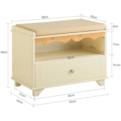SoBuy FSR123-MI Schuhbank Mit Sitzkissen Garderobenbank Truhenbank Sitzbank Mit Stauraum Dielenbank Schuhtruhe Sitzkommode Schuhregal Mit Sitzbank Schmal Beige BHT Ca.: 60x46x35cm 4 SoBuy FSR123-MI Schuhbank Mit Sitzkissen Garderobenbank Truhenbank Sitzbank Mit Stauraum Dielenbank Schuhtruhe Sitzkommode Schuhregal Mit Sitzbank Schmal Beige BHT Ca.: 60x46x35cm – Bild 2