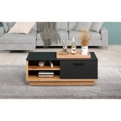 Trendteam Couchtisch »Synnax«, (1 St.), Ca. Maße (B/H/T): 110/42/60 Cm, Sofatisch Rechteckig, Eiche/schwarz