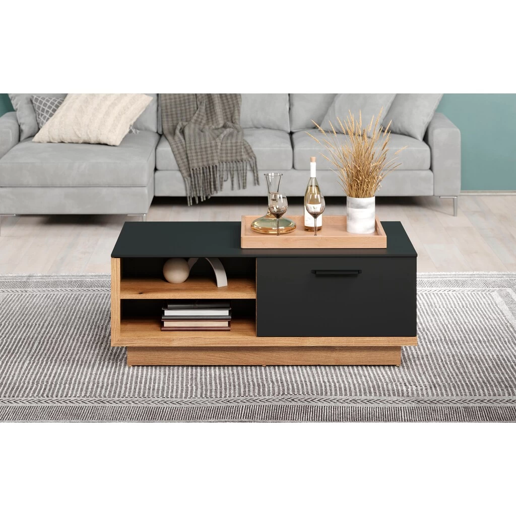 Trendteam Couchtisch »Synnax«, (1 St.), Ca. Maße (B/H/T): 110/42/60 Cm, Sofatisch Rechteckig, Eiche/schwarz 3 Trendteam Couchtisch »Synnax«, (1 St.), Ca. Maße (B/H/T): 110/42/60 Cm, Sofatisch Rechteckig, Eiche/schwarz