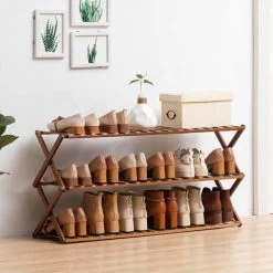 Schuhregal Klappbar Schuhständer Schuhgarderobe Montagefrei Regal Standregal Schuhschrank Ablageregal 3 Schichten Vinteky,100 Cm