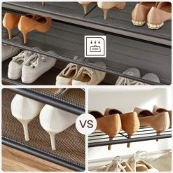 Songmics VASAGLE Schuhregal, Schuhablage, Schuhständer, 8 Ebenen, 7 Gitterablagen, Für 32-40 Paar Schuhe, Aufbewahrungsregal, Flur, Schlafzimmer, Wohnzimmer, 100 X 30 X 152 Cm, Vintagebraun-schwarz Von SONGMIC -Möbelhaus 73395014 3