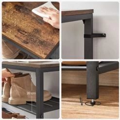 Songmics VASAGLE Schuhregal, Schuhablage, Schuhständer, 8 Ebenen, 7 Gitterablagen, Für 32-40 Paar Schuhe, Aufbewahrungsregal, Flur, Schlafzimmer, Wohnzimmer, 100 X 30 X 152 Cm, Vintagebraun-schwarz Von SONGMIC -Möbelhaus 73395014 4