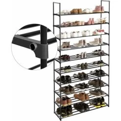 Songmics Schuhregal Mit 10 Ebenen, Schuhaufbewahrung Aus Metall, Für Bis Zu 50 Paar Schuhe, Schuhorganizer Für Wohnzimmer, Flur Und Ankleidezimmer, 92 X 30 X 194 Cm, Schwarz LSA10BK -Möbelhaus 73395037 4
