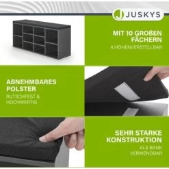 Juskys Schuhregal Holz Mit Polsterung, Stoff & 10 Fächern Höhenverstellbar 104x30x48 Cm - Regal Mit Sitzbank Bis 150 Kg - Dunkelgrau / Schwarz 9 Juskys Schuhregal Holz Mit Polsterung, Stoff & 10 Fächern Höhenverstellbar 104x30x48 Cm - Regal Mit Sitzbank Bis 150 Kg - Dunkelgrau / Schwarz -Möbelhaus 76574287 3