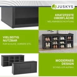 Juskys Schuhregal Holz Mit Polsterung, Stoff & 10 Fächern Höhenverstellbar 104x30x48 Cm - Regal Mit Sitzbank Bis 150 Kg - Dunkelgrau / Schwarz 10 Juskys Schuhregal Holz Mit Polsterung, Stoff & 10 Fächern Höhenverstellbar 104x30x48 Cm - Regal Mit Sitzbank Bis 150 Kg - Dunkelgrau / Schwarz -Möbelhaus 76574287 4