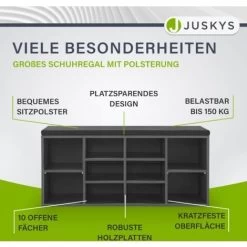 Juskys Schuhregal Holz Mit Polsterung, Stoff & 10 Fächern Höhenverstellbar 104x30x48 Cm - Regal Mit Sitzbank Bis 150 Kg - Dunkelgrau / Schwarz 11 Juskys Schuhregal Holz Mit Polsterung, Stoff & 10 Fächern Höhenverstellbar 104x30x48 Cm - Regal Mit Sitzbank Bis 150 Kg - Dunkelgrau / Schwarz -Möbelhaus 76574287 5