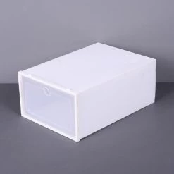 Verdickter Schuhkarton, Transparenter Kunststoff, Clamshell-Schuhregal, Aufbewahrungsbox, Weiß