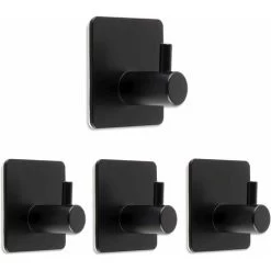 D.Stil 4 Stück Schwarze Klebehaken, 8kg Max. Badezimmer Wandhaken, Edelstahl, Selbstklebende Haken, Keine Spuren, Handtuchhalter Mit Klebstoff Für Familie Und Büro (4 Stück, Schwarz)