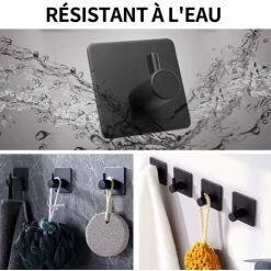 D.Stil 4 Stück Schwarze Klebehaken, 8kg Max. Badezimmer Wandhaken, Edelstahl, Selbstklebende Haken, Keine Spuren, Handtuchhalter Mit Klebstoff Für Familie Und Büro (4 Stück, Schwarz) -Möbelhaus 78317860 4