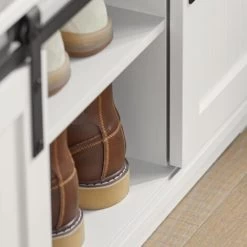 SoBuy FSR133-W Schuhbank Mit Sitzfläche Sitzbank Mit Stauraum Dielenbank Mit Schiebetüren Schuhtruhe Sitzkommode Schuhregal Schmal BHT Ca.: 120x45x35cm -Möbelhaus 78911502 4