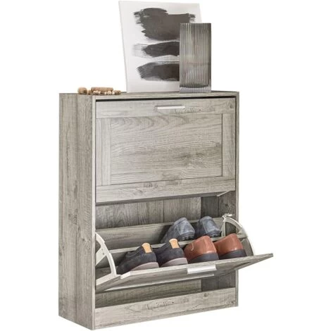 SoBuy FSR137-HG Schuhkipper Schuhablage Schuhschrank Mit 2 Klappen Schuhregal Schmal Schuhkommode BHT Ca.: 60x79x23cm 3 SoBuy FSR137-HG Schuhkipper Schuhablage Schuhschrank Mit 2 Klappen Schuhregal Schmal Schuhkommode BHT Ca.: 60x79x23cm