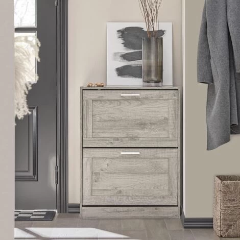 SoBuy FSR137-HG Schuhkipper Schuhablage Schuhschrank Mit 2 Klappen Schuhregal Schmal Schuhkommode BHT Ca.: 60x79x23cm 4 SoBuy FSR137-HG Schuhkipper Schuhablage Schuhschrank Mit 2 Klappen Schuhregal Schmal Schuhkommode BHT Ca.: 60x79x23cm – Bild 2