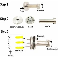 Edelstahl-Wandhaken, Garderobenhaken, An Der Wand Befestigter Bademantelhaken, Verchromt, Runde Basis, 6 Stück, Starlight -Möbelhaus 80538898 4