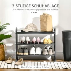 HOMCOM Schuhbank Mit 3 Regalen Metall Schwarz 10 HOMCOM Schuhbank Mit 3 Regalen Metall Schwarz -Möbelhaus 81246776 4