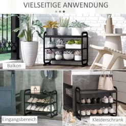 HOMCOM Schuhbank Mit 3 Regalen Metall Schwarz 11 HOMCOM Schuhbank Mit 3 Regalen Metall Schwarz -Möbelhaus 81246776 5