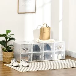 HOMCOM Schuhschrank Mit 8 Fächern, Modulares Design 25 X 35 X 19cm Kunststoff Transparent -Möbelhaus 81246907 3