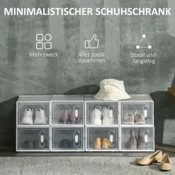 HOMCOM Schuhschrank Mit 8 Fächern, Modulares Design 25 X 35 X 19cm Kunststoff Transparent -Möbelhaus 81246907 4